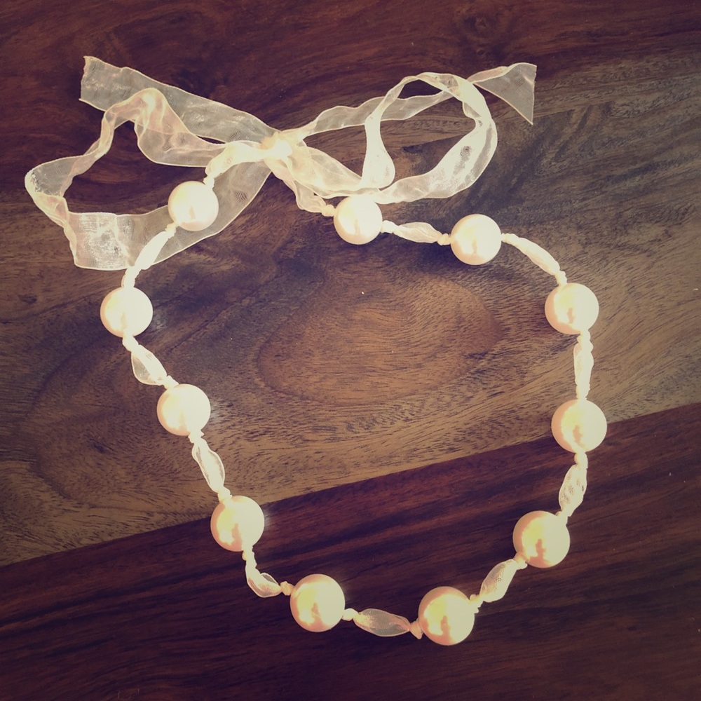 Necklace, Modern, string on ribbon